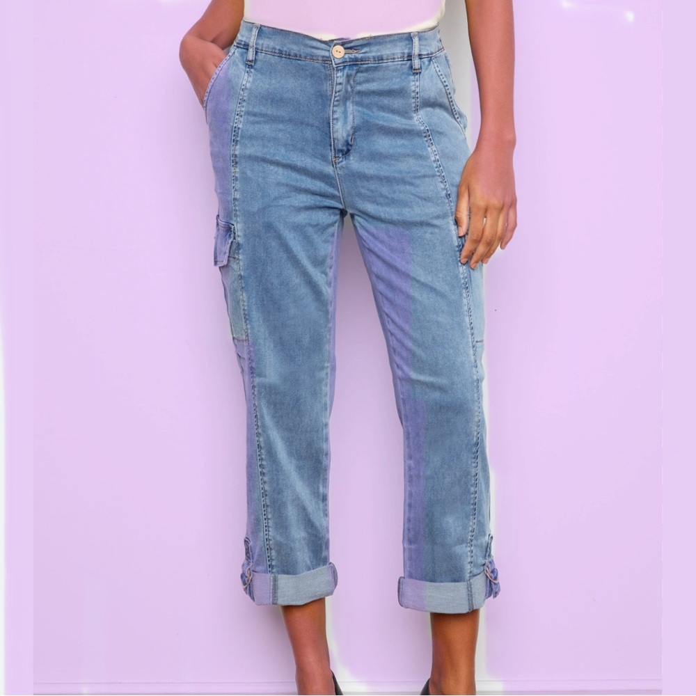 Charlie B chambray 8 Women's stretch Cargo Jeans